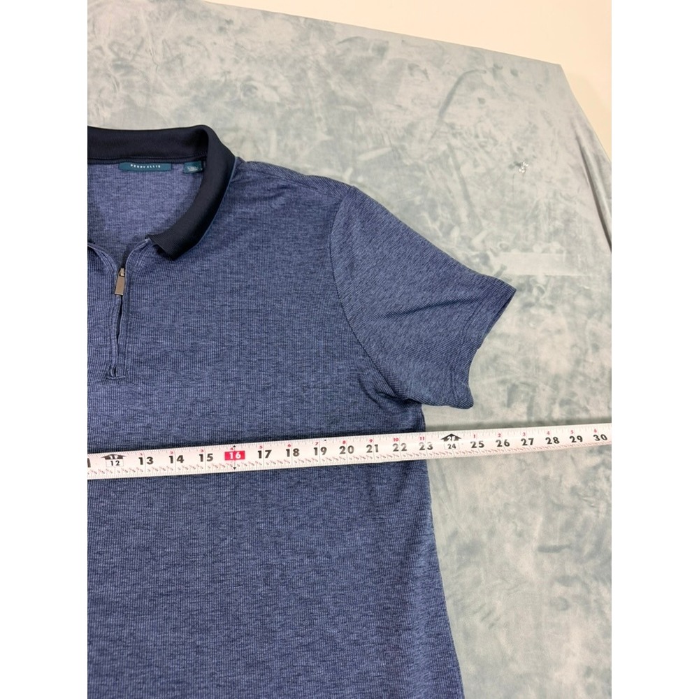 Perry Ellis Mens XL Blue Heathered Quarter Zip Short Sleeve Polo Shirt - Picture 4 of 7